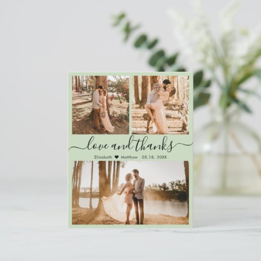Budget Elegant 3 Foto Collage Wedding Dank u (Staand voorkant)