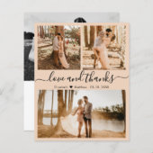 Budget Elegant 3 Foto Collage Wedding Dank u (Voorkant / Achterkant)