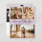 Budget Elegant 3 Foto Collage Wedding Dank u (Voorkant / Achterkant)
