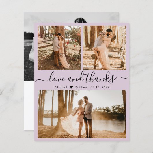 Budget Elegant 3 Foto Collage Wedding Dank u (Voorkant / Achterkant)