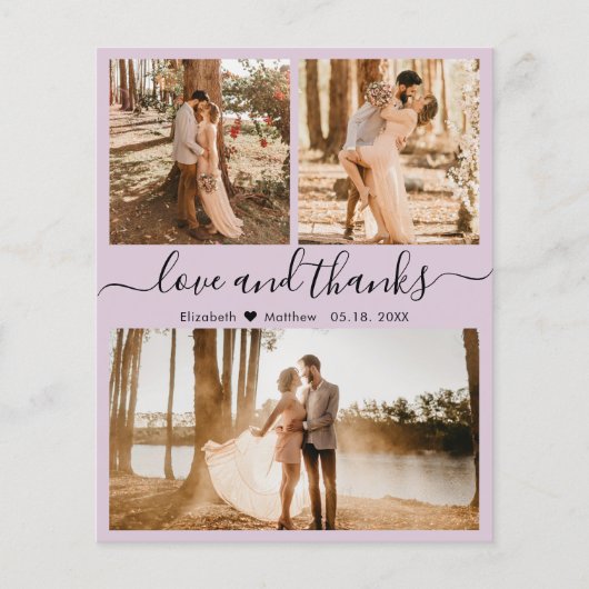 Budget Elegant 3 Foto Collage Wedding Dank u (Voorkant)