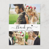 Budget Elegant 3 Foto Collage Wedding Dank u Briefkaart (Voorkant)