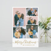 Budget Elegant 5 Photo Collage kerstkaart (Staand voorkant)