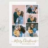 Budget Elegant 5 Photo Collage kerstkaart (Voorkant / Achterkant)