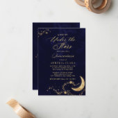 BUDGET Elegant A Night Under the Stars Quinceañera Notitiekaartje (Voorkant / Achterkant in situ)