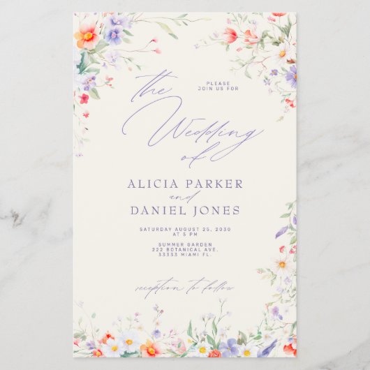 Budget elegant all in one wedding invitation flyer (Voorkant)