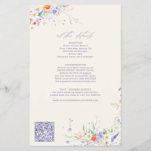Budget elegant all in one wedding invitation flyer (Achterkant)