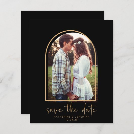 Budget Elegant Arch Black Gold Opslaan Datum (Voorkant / Achterkant)