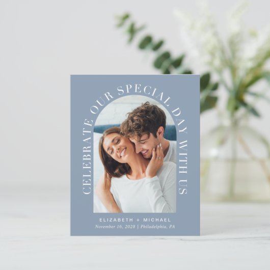 Budget Elegant Arch Photo Wedding Invitation (Staand voorkant)