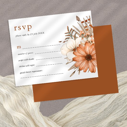 Budget Elegant Autumn Florals Wedding RSVP