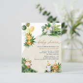 Budget Elegant Baby Animals Baby shower Uitnodigin (Staand voorkant)