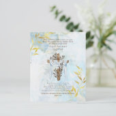 BUDGET Elegant BAPTISM nodigt Aqua Blue Gold uit (Staand voorkant)
