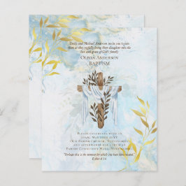 BUDGET Elegant BAPTISM nodigt Aqua Blue Gold uit