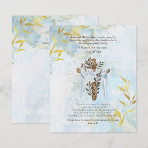 BUDGET Elegant BAPTISM nodigt Aqua Blue Gold uit