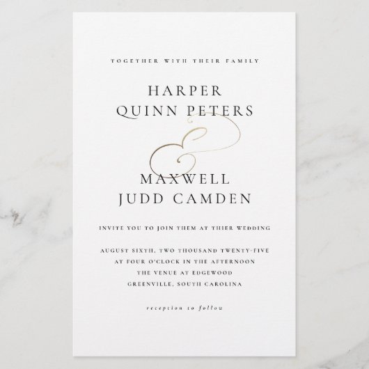 Budget Elegant Black and White Wedding Invitation (Voorkant)