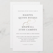 Budget Elegant Black and White Wedding Invitation (Voorkant / Achterkant)
