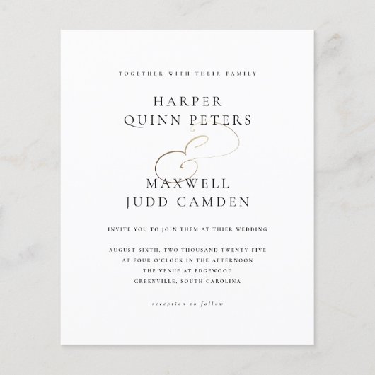 Budget Elegant Black and White Wedding Invitation (Voorkant)