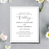 Budget Elegant Black and White Wedding Invitation