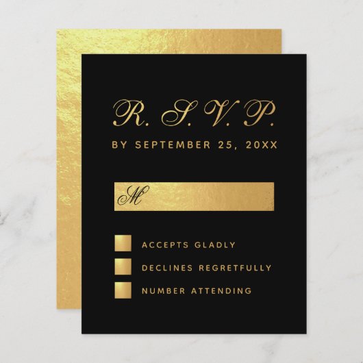 Budget Elegant Black Faux Gold Script Weddenschap  (Voorkant / Achterkant)