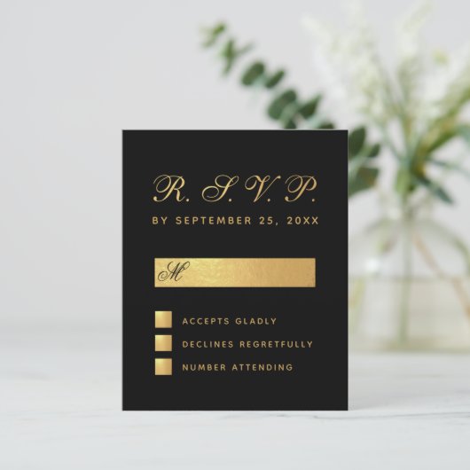 Budget Elegant Black Faux Gold Script Weddenschap  (Staand voorkant)