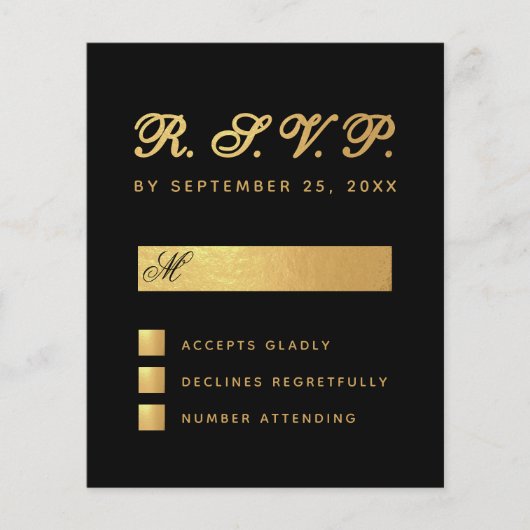 Budget Elegant Black Faux Gold Script Weddenschap  (Voorkant)