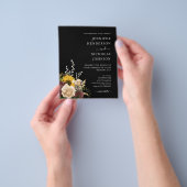 Budget Elegant Black Floral Wedding Invitation Flyer (Hand)