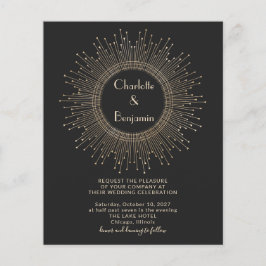Budget Elegant Black Gold Art Deco Wedding Invite