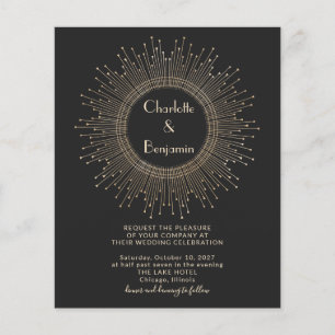 Budget Elegant Black Gold Art Deco Wedding Invite