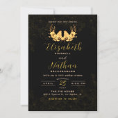 Budget Elegant Black Gold Birds Wedding Invite Bedankkaart (Voorkant)