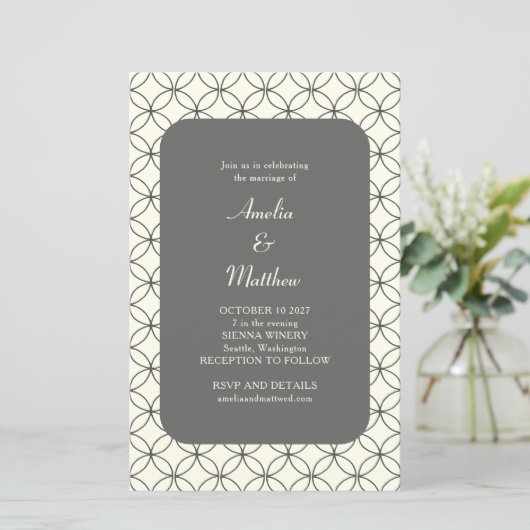 Budget Elegant Black Line Wedding Invite (Staand voorkant)