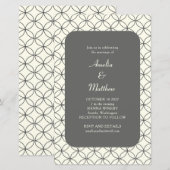 Budget Elegant Black Line Wedding Invite (Voorkant / Achterkant)
