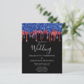 Budget Elegant Black Red Blue Glitter Weddenschap (Staand voorkant)