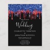 Budget Elegant Black Red Blue Glitter Weddenschap (Voorkant)