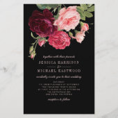 Budget Elegant Black Roos Wedding Invitation (Voorkant)