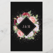 Budget Elegant Black Roos Wedding Invitation (Achterkant)