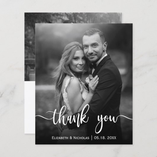 Budget Elegant Black White Photo Weddenschap Bedan (Voorkant / Achterkant)