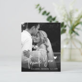 Budget Elegant Black White Photo Wedding Thank You (Staand voorkant)