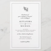Budget Elegant Black White Wedding Invitation (Voorkant)