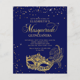 BUDGET Elegant Blauw Goud Masquerade Quinceañera