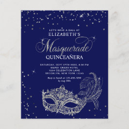 BUDGET Elegant Blauw Zilver Masquerade Quinceañera