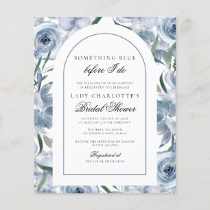 Budget Elegant Bloemen Iets Blauw Vrijgezellenfees Flyer