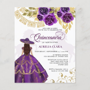 Budget Elegant Bloemen Paarse Paard Quinceañera