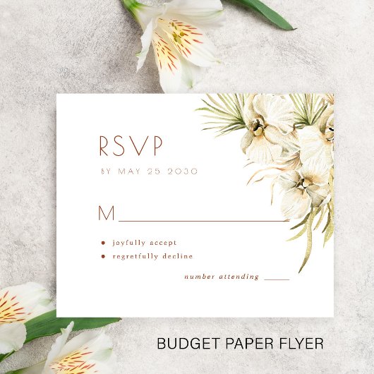 Budget elegant bloemend pampas bruiloft RSVP Flyer