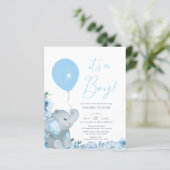 Budget Elegant Blue Elephant Boy Baby shower (Staand voorkant)