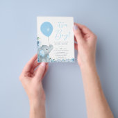 Budget Elegant Blue Elephant Boy Baby shower Flyer (Hand)