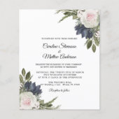 Budget Elegant Blue Floral Wedding Flyer (Voorkant)