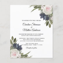 Budget Elegant Blue Floral Wedding Flyer