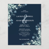 Budget Elegant Blue Foliage Wedding Invitation (Voorkant)