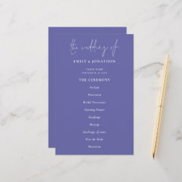 Budget Elegant Blue Wedding Programme