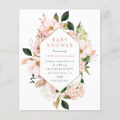 Budget Elegant Blush & Gold Floral Baby shower (Voorkant)